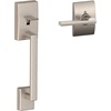 image:imageSchlage FE285 CEN 622 LAT Century Front Entry Handleset with Latitude Lever Lower Half Grip Matte BlackSatin Nickel