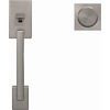 image:imageSchlage FE285 CEN 622 LAT Century Front Entry Handleset with Latitude Lever Lower Half Grip Matte BlackSatin Nickel