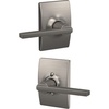 image:imageSchlage F10 LAT 622 CEN Latitude Door Lever with Century Trim Hall amp Closet Passage Lock Matte BlackSatin Nickel