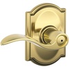 image:imageSchlage F40 Accent With Camelot Rose Privacy Lock with 16080 Latch 10027 Strike Bright Brass Finish