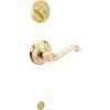 image:imageSchlage F59 FLA 605 LH Flair Interior LeftHanded Lever with Deadbolt Bright Brass Interior Half Only