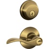 image:imageSchlage FB50 V Acc 609 Single Cylinder Deadbolt and Keyed Entry Accent Lever Antique Brass