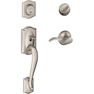 image:imageSCHLAGE Camelot Single Cylinder Handleset and Right Hand Avanti Lever Satin Nickel F60 CAM 619 AVA RHSatin Nickel