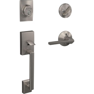 image:imageSCHLAGE Century Single Cylinder Handleset and Latitude Lever Satin Nickel F60 CEN 619 LAT