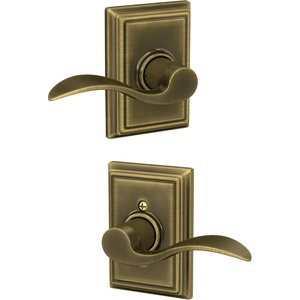 image:imageSchlage F10 ACC 622 Accent Door Lever Hall amp Closet Passage Lock Matte BlackAntique Brass