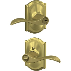 image:imageSchlage F10 ACC 622 Accent Door Lever Hall amp Closet Passage Lock Matte BlackSatin Brass