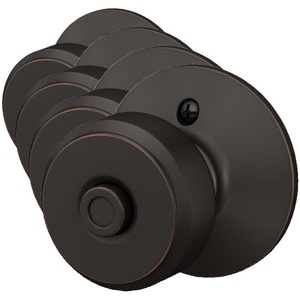 image:imageSchlage F10 BWE 622 Bowery Door Knob Hall amp Closet Passage Lock Matte BlackAged Bronze