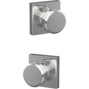 image:imageSchlage F10 BWE 622 Bowery Door Knob Hall amp Closet Passage Lock Matte BlackBright Chrome