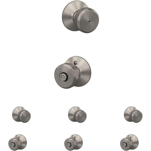 image:imageSchlage F10 BWE 622 Bowery Door Knob Hall amp Closet Passage Lock Matte BlackSatin Nickel