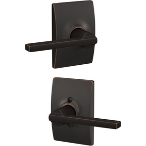 image:imageSchlage F10 LAT 622 CEN Latitude Door Lever with Century Trim Hall amp Closet Passage Lock Matte BlackAged Bronze