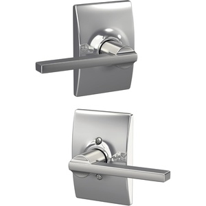image:imageSchlage F10 LAT 622 CEN Latitude Door Lever with Century Trim Hall amp Closet Passage Lock Matte BlackBright Chrome