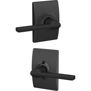 image:imageSchlage F10 LAT 622 CEN Latitude Door Lever with Century Trim Hall amp Closet Passage Lock Matte BlackMatte Black