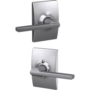 image:imageSchlage F10 LAT 622 CEN Latitude Door Lever with Century Trim Hall amp Closet Passage Lock Matte BlackSatin Chrome