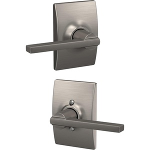 image:imageSchlage F10 LAT 622 CEN Latitude Door Lever with Century Trim Hall amp Closet Passage Lock Matte BlackSatin Nickel