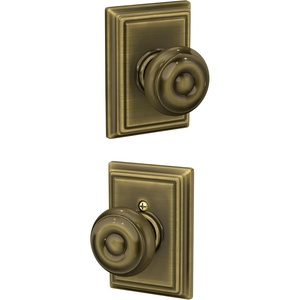 image:imageSchlage F40 GEO 622 ADD Georgian Door Knob with Addison Trim Bed amp Bath Privacy Lock Matte BlackAntique Brass