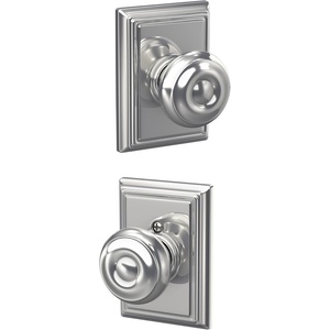 image:imageSchlage F40 GEO 622 ADD Georgian Door Knob with Addison Trim Bed amp Bath Privacy Lock Matte BlackBright Chrome