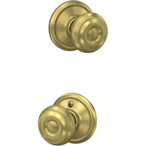 image:imageSchlage F40 GEO 622 ADD Georgian Door Knob with Addison Trim Bed amp Bath Privacy Lock Matte BlackSatin Brass