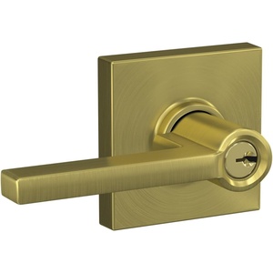 image:imageSchlage F51A LAT 608 COL Latitude Door Lever with Collins Trim Keyed Entry Lock Satin Brass2 Count Pack of 8