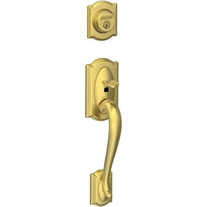 image:imageSchlage F58 CAM 608 Camelot Exterior Entrance Handleset Single Cylinder Satin Brass Exterior Half Only