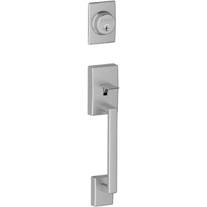 image:imageSchlage F58 CEN 619 Century Exterior Handleset with Deadbolt Satin Nickel Exterior Half OnlyBrushed Chrome