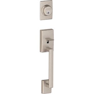 image:imageSchlage F58 CEN 619 Century Exterior Handleset with Deadbolt Satin Nickel Exterior Half OnlySatin Nickel