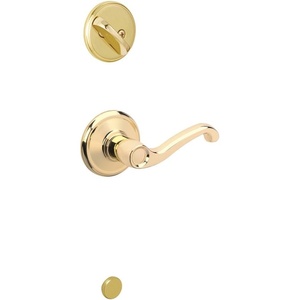 image:imageSchlage F59 FLA 605 LH Flair Interior LeftHanded Lever with Deadbolt Bright Brass Interior Half Only