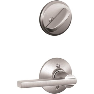 image:imageSchlage F59 LAT 619 Latitude Interior Lever with Deadbolt Satin Nickel Interior Half OnlyBrushed Chrome