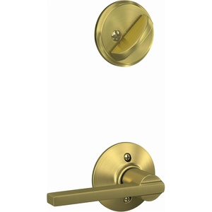 image:imageSchlage F59 LAT 619 Latitude Interior Lever with Deadbolt Satin Nickel Interior Half OnlySatin Brass