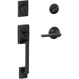 image:imageSchlage F60 CEN 622 LAT CEN Century Front Entry Handleset with Latitude Lever Alloy steel Deadbolt Keyed 1 Side Matte BlackAged Bronze