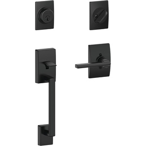 image:imageSchlage F60 CEN 622 LAT CEN Century Front Entry Handleset with Latitude Lever Alloy steel Deadbolt Keyed 1 Side Matte BlackMatte Black