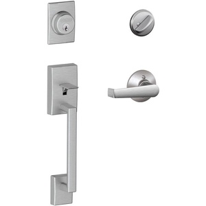 image:imageSchlage F60 CEN 622 LAT CEN Century Front Entry Handleset with Latitude Lever Alloy steel Deadbolt Keyed 1 Side Matte BlackSatin Chrome