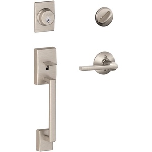 image:imageSchlage F60 CEN 622 LAT CEN Century Front Entry Handleset with Latitude Lever Alloy steel Deadbolt Keyed 1 Side Matte BlackSatin Nickel