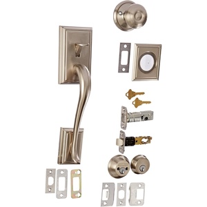 image:imageSchlage F62ADD619GEO Satin Nickel Addison Double Cylinder Handleset with Georgian Interior Knob from the FSeries