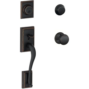 image:imageSchlage F62ADDAND Addison Collection Double Cylinder Entrance Handleset with A Aged Bronze