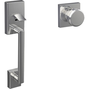 image:imageSchlage FE285 CEN 622 LAT Century Front Entry Handleset with Latitude Lever Lower Half Grip Matte BlackBright Chrome