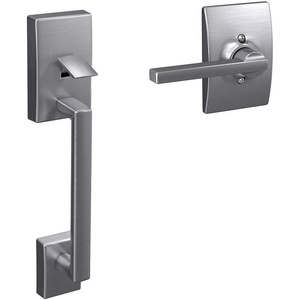image:imageSchlage FE285 CEN 622 LAT Century Front Entry Handleset with Latitude Lever Lower Half Grip Matte BlackSatin Chrome