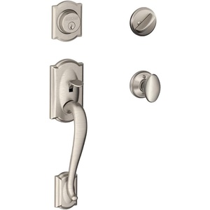 image:imageSchlage Lock Company Camelot Single Cylinder Handleset and Siena Knob Satin Nickel F60 CAM 619 SIESatin Nickel