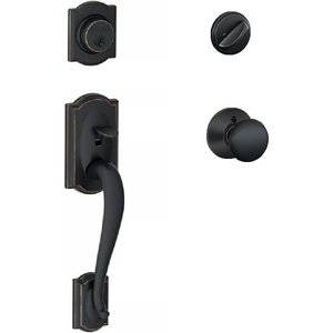 image:imageSchlage Lock Company F60CAM619PLY Schlage Camelot Active Door Handleset with Plymouth Interior Satin NickelAged Bronze