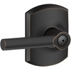 image:imageSCHLAGE F40 BRW 716 GRW Greenwich Collection Broadway Bed and Bath Lever Aged BronzeAged Bronze