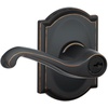 image:imageSCHLAGE F51A FLA 608 Flair Lever Keyed Entry Lock Satin BrassAged Bronze