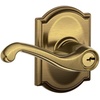 image:imageSCHLAGE F51A FLA 608 Flair Lever Keyed Entry Lock Satin BrassAntique Brass