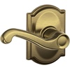 image:imageSCHLAGE F51A FLA 608 Flair Lever Keyed Entry Lock Satin BrassAntique Brass