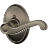 image:imageSCHLAGE F51A FLA 608 Flair Lever Keyed Entry Lock Satin BrassAntique Pewter