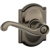 image:imageSCHLAGE F51A FLA 608 Flair Lever Keyed Entry Lock Satin BrassAntique Pewter