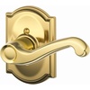 image:imageSCHLAGE F51A FLA 608 Flair Lever Keyed Entry Lock Satin BrassBright Brass