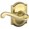 image:imageSCHLAGE F51A FLA 608 Flair Lever Keyed Entry Lock Satin BrassBright Brass