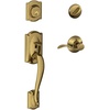 image:imageSCHLAGE Lock Company Camelot Single Cylinder Handleset and Georgian Knob Matte Black F60 CAM 622 GEOAntique Brass