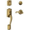 image:imageSCHLAGE Lock Company Camelot Single Cylinder Handleset and Georgian Knob Matte Black F60 CAM 622 GEOAntique Brass