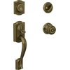 image:imageSCHLAGE Lock Company Camelot Single Cylinder Handleset and Georgian Knob Matte Black F60 CAM 622 GEOAntique Brass