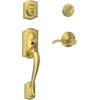 image:imageSCHLAGE Lock Company Camelot Single Cylinder Handleset and Georgian Knob Matte Black F60 CAM 622 GEOSatin Brass